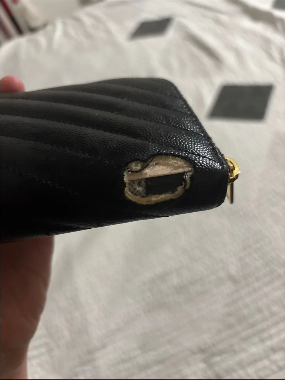 Saint Laurent Black Quilted Zip-Around Wallet with Gold YSL Emblem - Picture 3 of 7